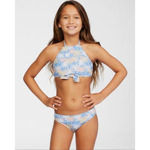 Billabong Talk to the Palm Blue Bikini Set - Girl's XS